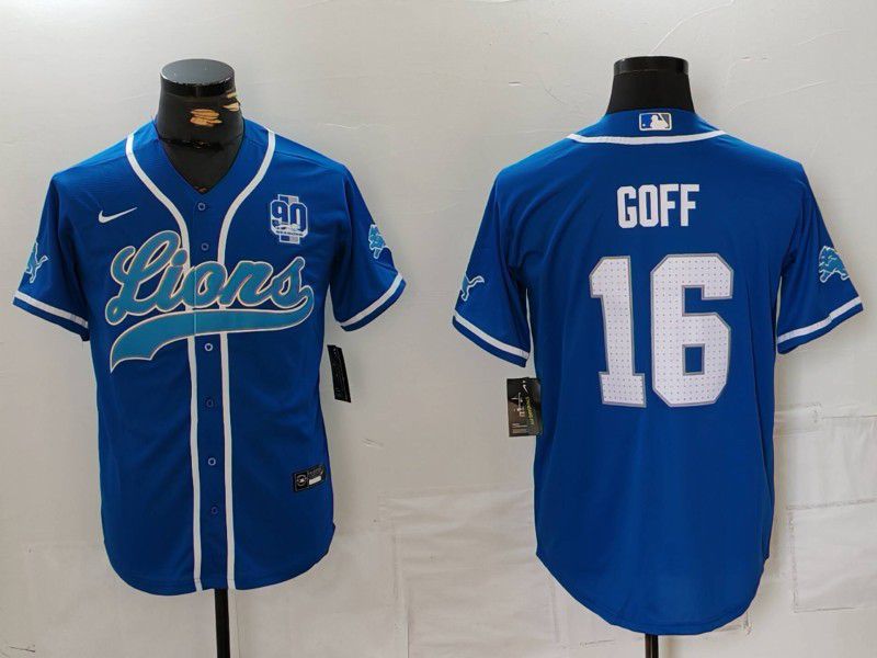 Men Detroit Lions #16 Goff Blue Second generation joint name 2024 Nike Limited NFL Jersey style 8153